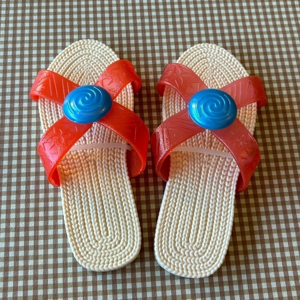 Disney Moana Costume top / skirt‎ / sandals slides. NEW. Size 4-6 years